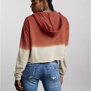 Cropped Dip-Dye Hoodie in Rust & Cream